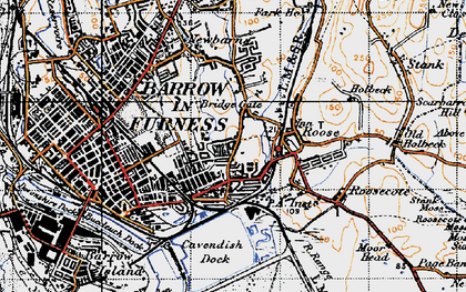 Old map of South Newbarns in 1947