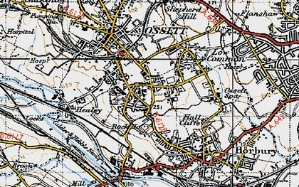 Old map of South Ossett in 1947