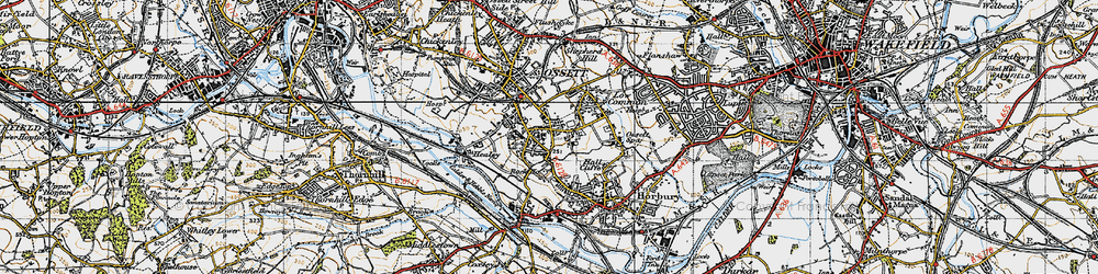 Old map of South Ossett in 1947