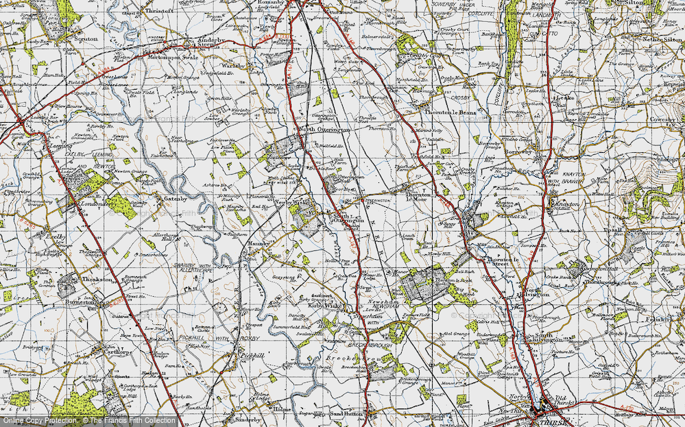 Old Map of Historic Map covering Whitley Grange in 1947
