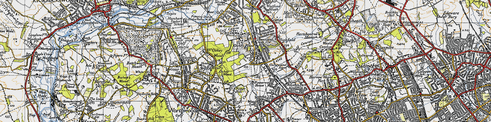 Old map of South Oxhey in 1945