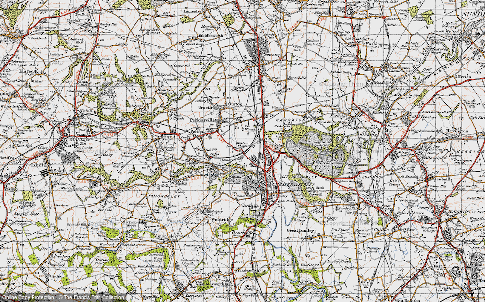 Old Map of Historic Map covering High Flatts in 1947