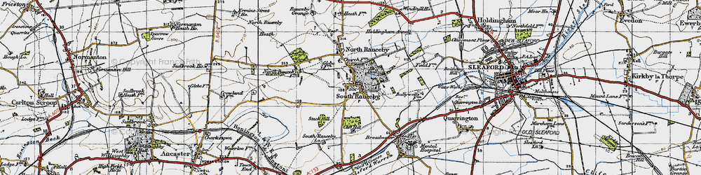 Old map of South Rauceby in 1946