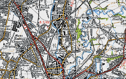 Old map of South Reddish in 1947