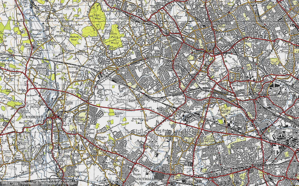 Old Map of South Ruislip, 1945 in 1945