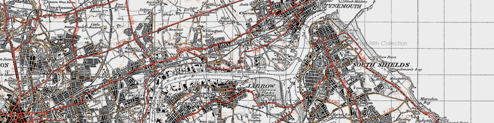 Old map of South Shields in 1947