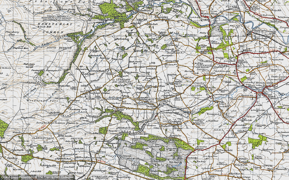 Old Map of Historic Map covering Potter's Cross in 1947