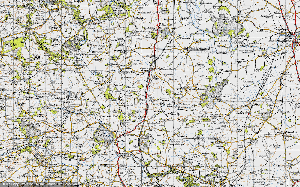 Old Map of Historic Map covering Wormald Green in 1947
