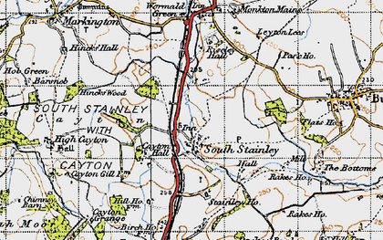 Old map of Wormald Green in 1947