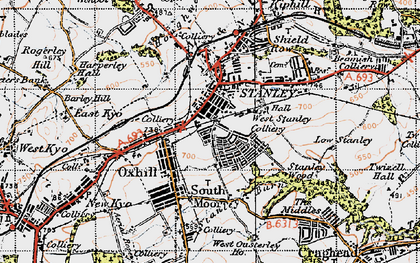 Old map of South Stanley in 1947