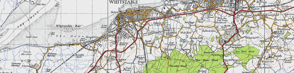 Old map of South Street in 1947