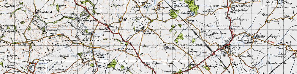 Old map of South Thoresby in 1946