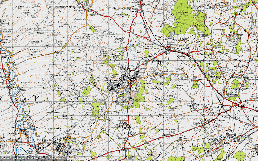 Old Map of Historic Map covering Tidworth Ho in 1940
