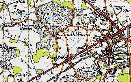 Old map of South Weald in 1946