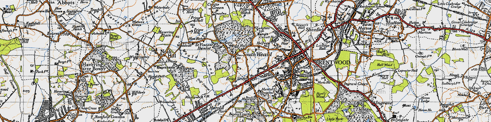 Old map of South Weald in 1946