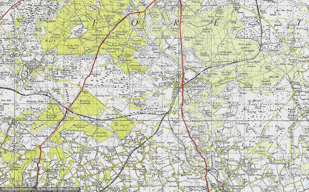 Old Map of Historic Map covering Blackhamsley Ho in 1940