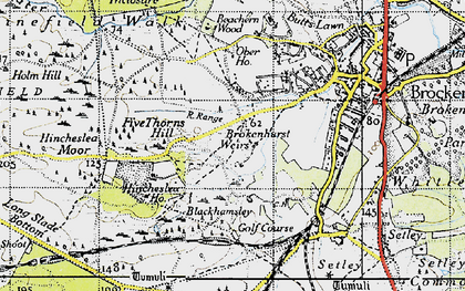 Old map of South Weirs in 1940