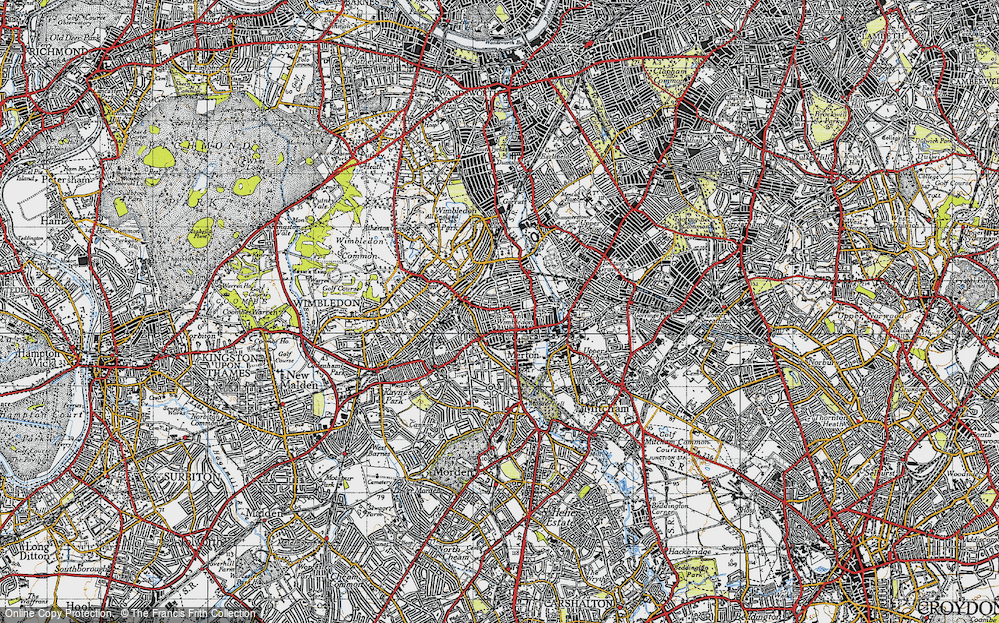 Old Map of South Wimbledon, 1945 in 1945