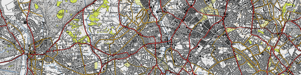 Old map of South Wimbledon in 1945