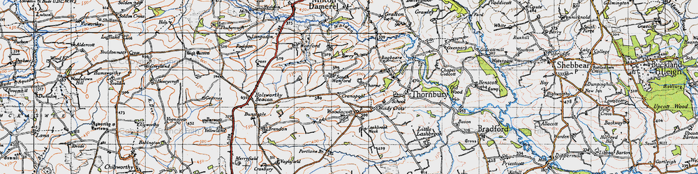 Old map of South Wonford in 1946