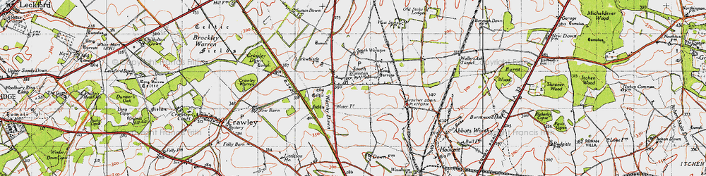 Old map of South Wonston in 1945