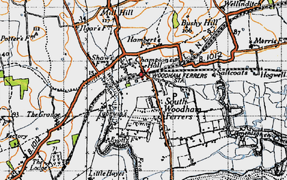 Old map of Woodham Fenn in 1945
