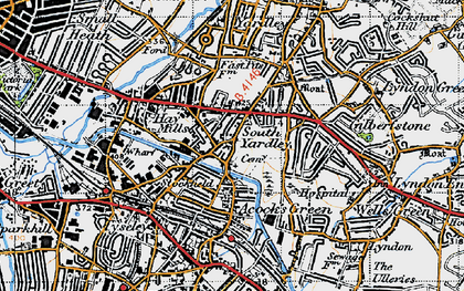 Old map of South Yardley in 1947
