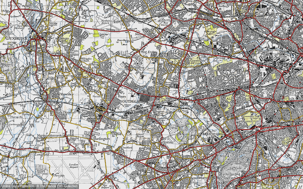 Old Map of Southall, 1945 in 1945