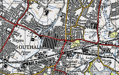 Old map of Southall in 1945
