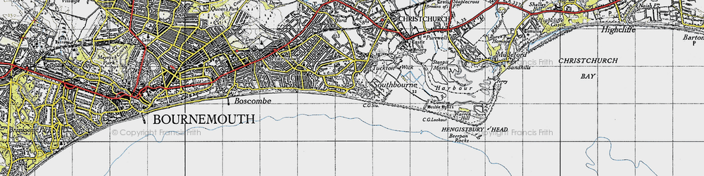Old map of Southbourne in 1940