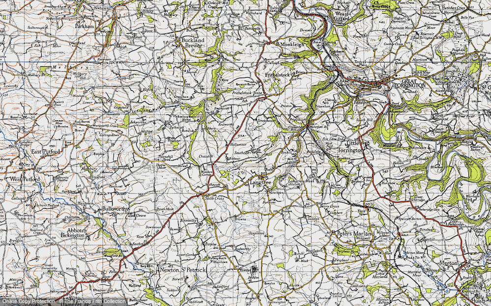 Old Map of Historic Map covering West Wooda in 1946