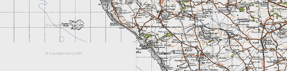 Old map of Dunraven Bay in 1947