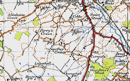 Old map of Southey Green in 1945