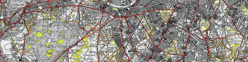 Old map of Southfields in 1945