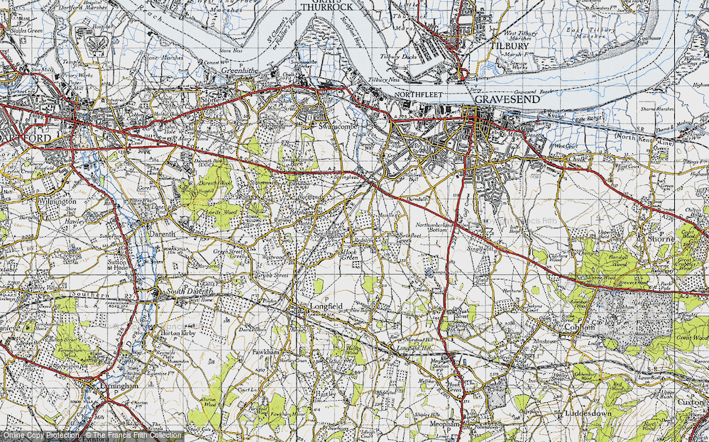 Old Map of Historic Map covering Vagniacis in 1946