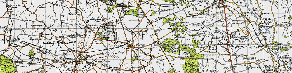 Old map of Southgate in 1945