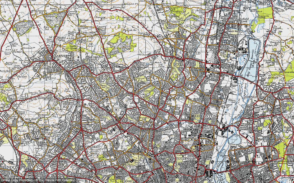 Old Map of Historic Map covering Oakwood Park in 1946
