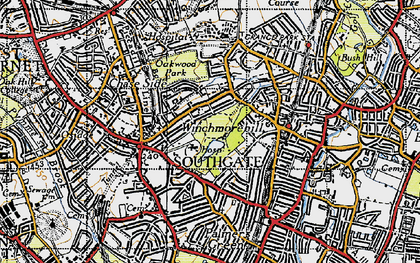 Old map of Southgate in 1946