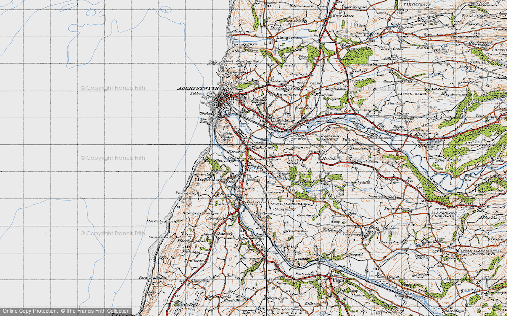 Old Map of Historic Map covering Bâch-y-rhew in 1947