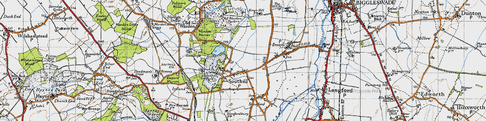 Old map of Southill in 1946