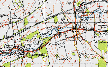 Old map of Southington in 1945