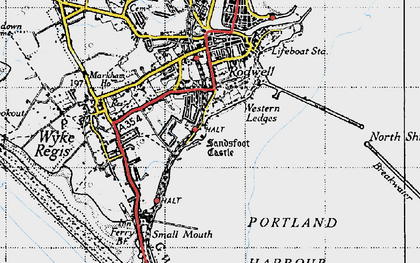 Old map of Portland Harbour in 1946