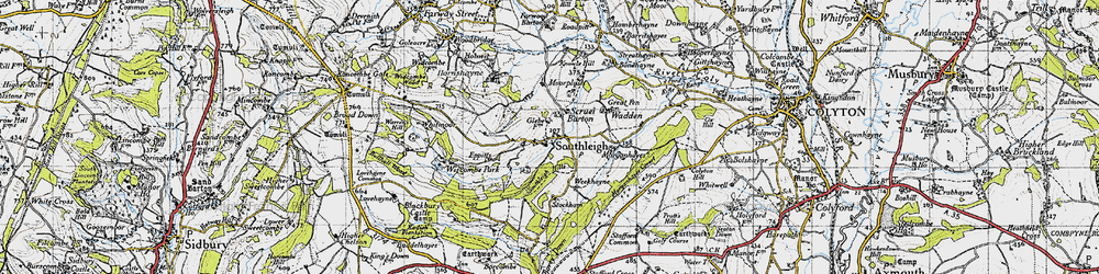 Old map of Bonehayne in 1946