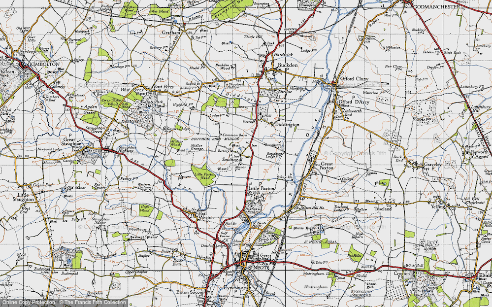 Old Map of Historic Map covering Boughton Village in 1946