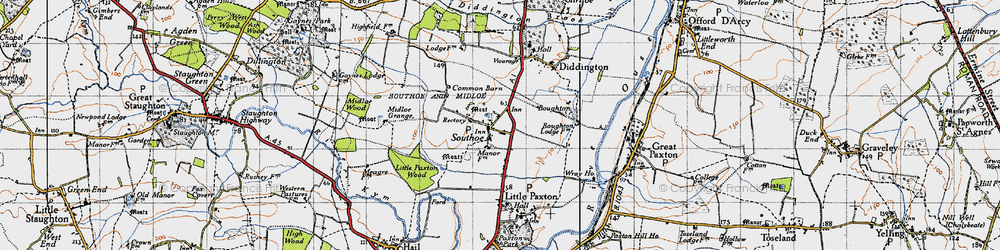 Old map of Boughton Village in 1946