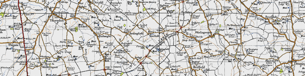 Old map of Bedingfield Hall in 1946