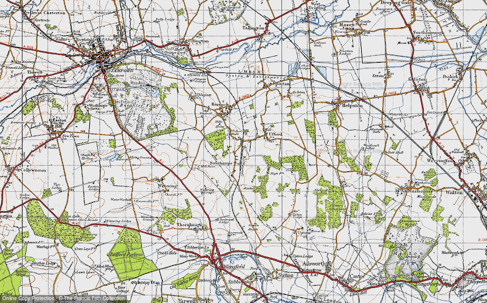 Old Map of Historic Map covering Bushey Wood in 1946