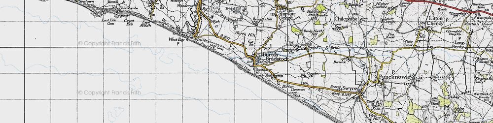 Old map of Burton Cliff in 1945