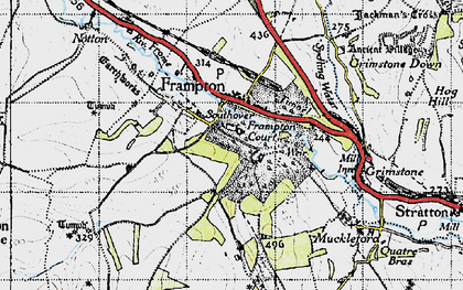 Old map of Southover in 1945