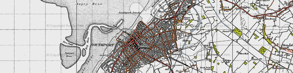 Old map of Southport in 1947